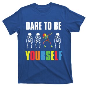 Dare To Be Yourself Dabbing Skeleton Autism Awareness Gift T-Shirt