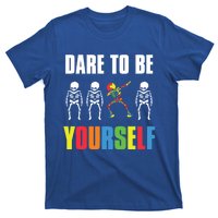 Dare To Be Yourself Dabbing Skeleton Autism Awareness Gift T-Shirt