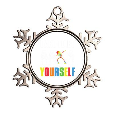 Dare To Be Yourself Dabbing Skeleton Autism Awareness Gift Metallic Star Ornament