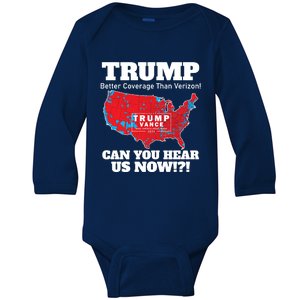 Donald Trump Better Coverage Can You Hear Us Now Electoral Map 2024 Baby Long Sleeve Bodysuit