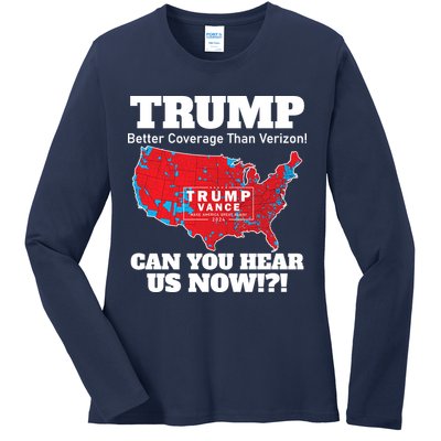 Donald Trump Better Coverage Can You Hear Us Now Electoral Map 2024 Ladies Long Sleeve Shirt
