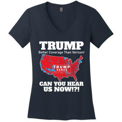 Donald Trump Better Coverage Can You Hear Us Now Electoral Map 2024 Women's V-Neck T-Shirt