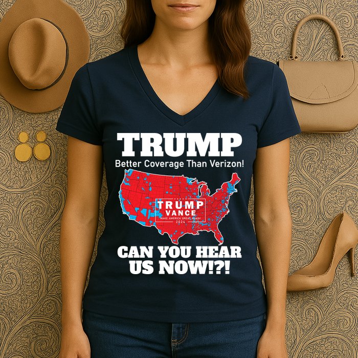 Donald Trump Better Coverage Can You Hear Us Now Electoral Map 2024 Women's V-Neck T-Shirt