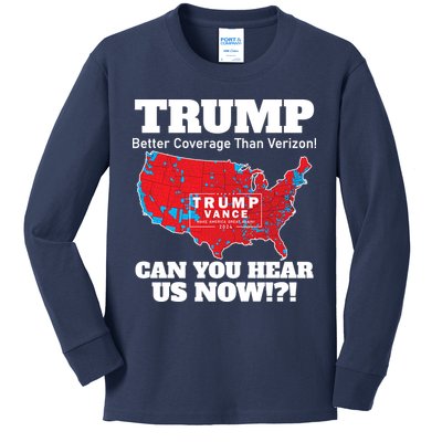 Donald Trump Better Coverage Can You Hear Us Now Electoral Map 2024 Kids Long Sleeve Shirt