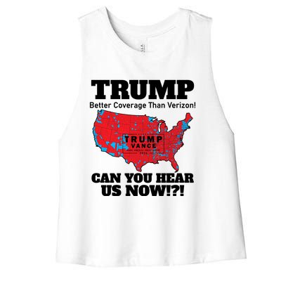 Donald Trump Better Coverage Can You Hear Us Now Electoral Map 2024 Women's Racerback Cropped Tank