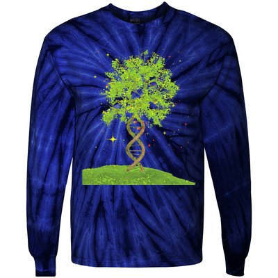 DNA Tree Biologist Biology Student Science Earth Day Tie-Dye Long Sleeve Shirt