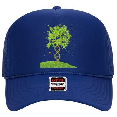 DNA Tree Biologist Biology Student Science Earth Day High Crown Mesh Back Trucker Hat