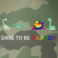 Dare To Be Yourself Cute Dinosaur Rainbow Pride Legacy Tie Dye Trucker Hat