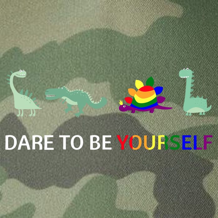 Dare To Be Yourself Cute Dinosaur Rainbow Pride Legacy Tie Dye Trucker Hat