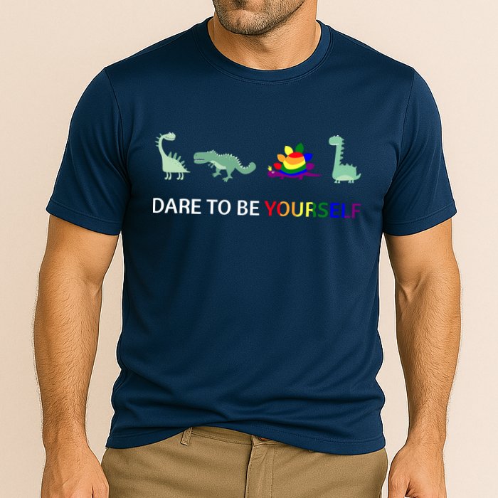 Dare To Be Yourself Cute Dinosaur Rainbow Pride Performance Shirt