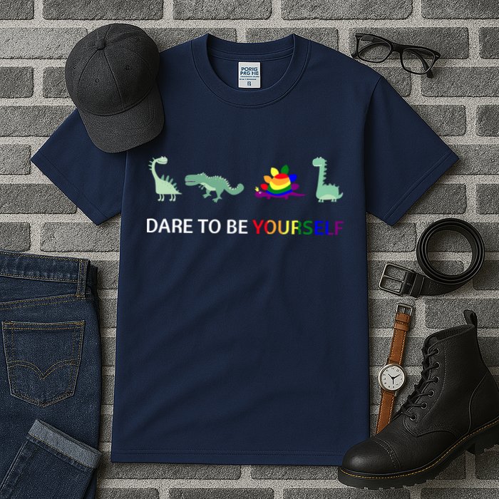 Dare To Be Yourself Cute Dinosaur Rainbow Pride Tall T-Shirt