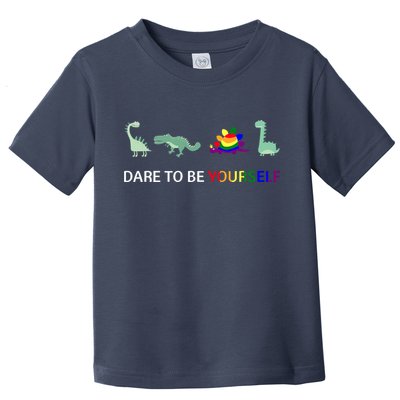 Dare To Be Yourself Cute Dinosaur Rainbow Pride Toddler T-Shirt