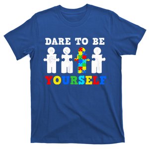 Dare To Be Yourself Autism Awareness Puzzle Piece Gear Cute Gift T-Shirt