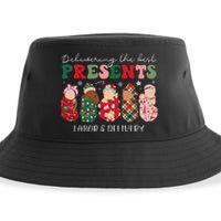 Delivering The Best Presents Labor Delivery Nurse Christmas Sustainable Bucket Hat