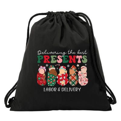 Delivering The Best Presents Labor Delivery Nurse Christmas Drawstring Bag