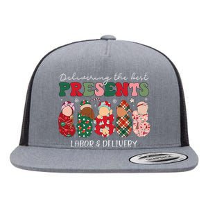 Delivering The Best Presents Labor Delivery Nurse Christmas Flat Bill Trucker Hat