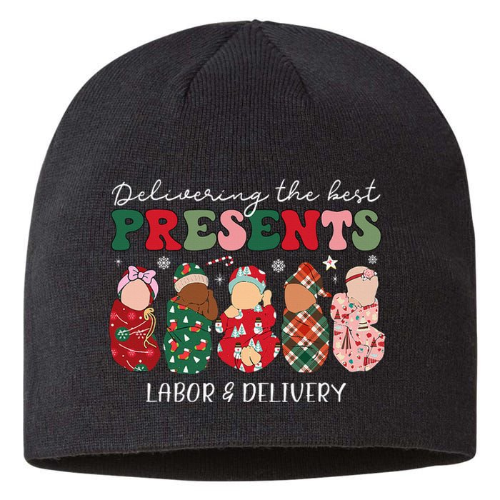 Delivering The Best Presents Labor Delivery Nurse Christmas Sustainable Beanie