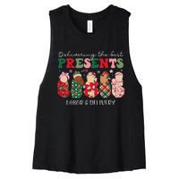 Delivering The Best Presents Labor Delivery Nurse Christmas Women's Racerback Cropped Tank