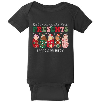 Delivering The Best Presents Labor Delivery Nurse Christmas Baby Bodysuit