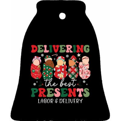 Delivering The Best Presents Labor Delivery Nurse Christmas Ceramic Bell Ornament