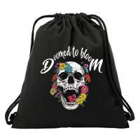 Doomed to Bloom Skull and Flowers Sobriety Drawstring Bag
