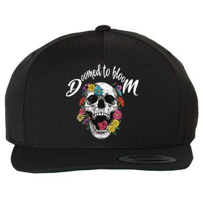 Doomed to Bloom Skull and Flowers Sobriety Wool Snapback Cap