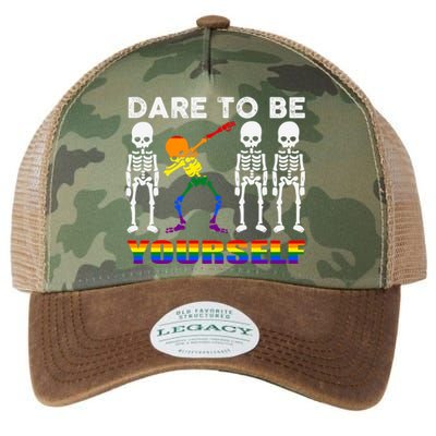 Dare To Be Yourself Different Rainbow Pride Lgbtq Gift Legacy Tie Dye Trucker Hat