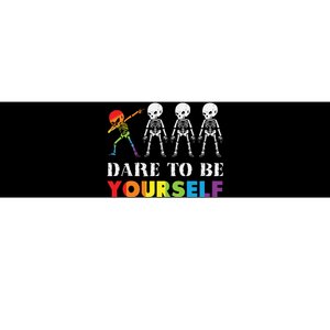 Dare To Be Yourself Halloween Costume Rainbow Skeleton Bumper Sticker