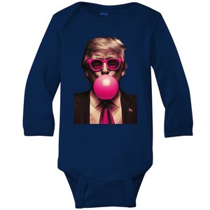 Donald Trump Bubble Gum Funny Retro Baby Long Sleeve Bodysuit