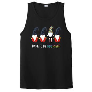 Dare To Be Yourself Gnome Gnomies Autism Awareness Gift PosiCharge Competitor Tank