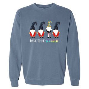 Dare To Be Yourself Gnome Gnomies Autism Awareness Gift Garment-Dyed Sweatshirt