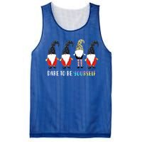 Dare To Be Yourself Gnome Gnomies Autism Awareness Gift Mesh Reversible Basketball Jersey Tank