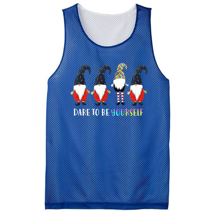 Dare To Be Yourself Gnome Gnomies Autism Awareness Gift Mesh Reversible Basketball Jersey Tank