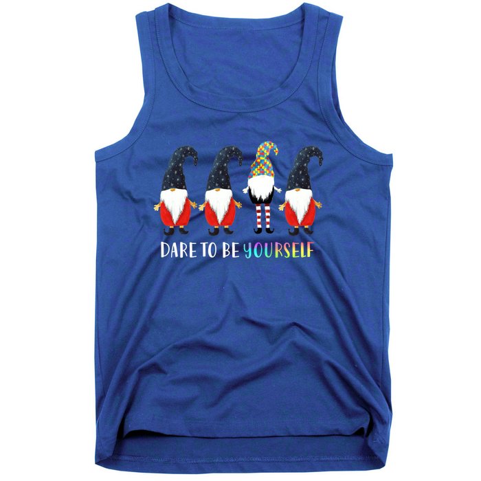 Dare To Be Yourself Gnome Gnomies Autism Awareness Gift Tank Top