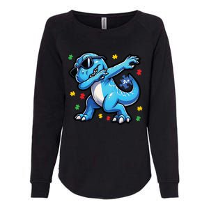 Dabbing Trex Blue Dinosaur Autism Awareness Month Funny Gift Womens California Wash Sweatshirt