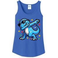 Dabbing Trex Blue Dinosaur Autism Awareness Month Funny Gift Ladies Essential Tank