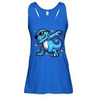 Dabbing Trex Blue Dinosaur Autism Awareness Month Funny Gift Ladies Essential Flowy Tank