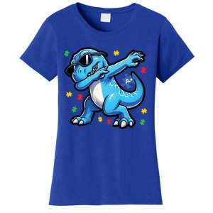 Dabbing Trex Blue Dinosaur Autism Awareness Month Funny Gift Women's T-Shirt