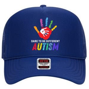 Dare To Be Different Autism Autism Awareness Gift High Crown Mesh Back Trucker Hat