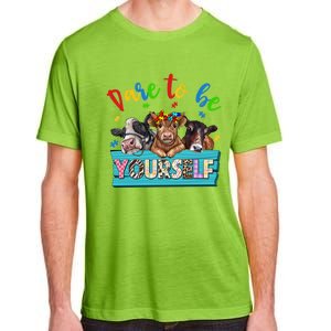 Dare To Be Yourself Autism Awareness Highland Cow Print Gift Adult ChromaSoft Performance T-Shirt