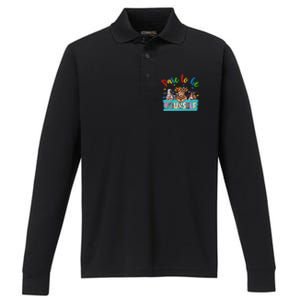 Dare To Be Yourself Autism Awareness Highland Cow Print Gift Performance Long Sleeve Polo