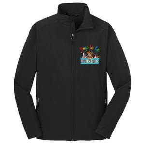 Dare To Be Yourself Autism Awareness Highland Cow Print Gift Core Soft Shell Jacket