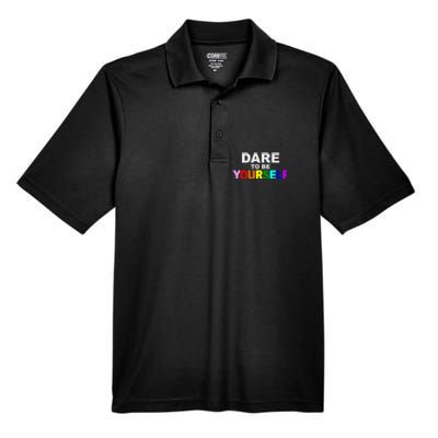 Dare To Be Yourself Lgbtq Rainbow Pride Gift Men's Origin Performance Piqué Polo