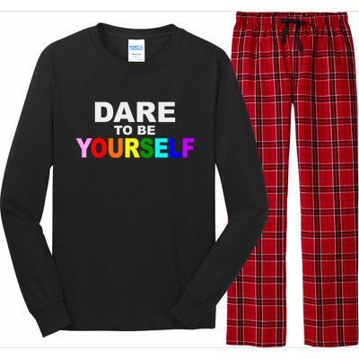 Dare To Be Yourself Lgbtq Rainbow Pride Gift Long Sleeve Pajama Set