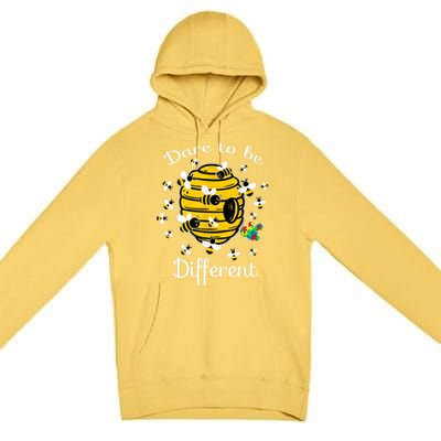 Dare To Be Different Bee Puzzle Cool Autism Awareness Gift Premium Pullover Hoodie