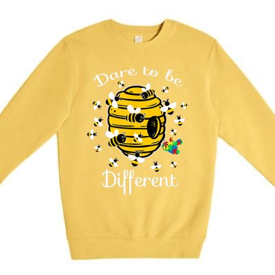 Dare To Be Different Bee Puzzle Cool Autism Awareness Gift Premium Crewneck Sweatshirt