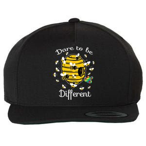 Dare To Be Different Bee Puzzle Cool Autism Awareness Gift Wool Snapback Cap