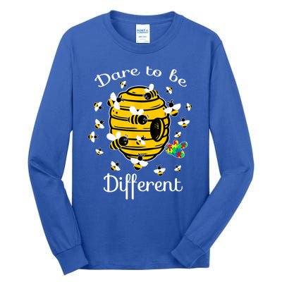 Dare To Be Different Bee Puzzle Cool Autism Awareness Gift Tall Long Sleeve T-Shirt