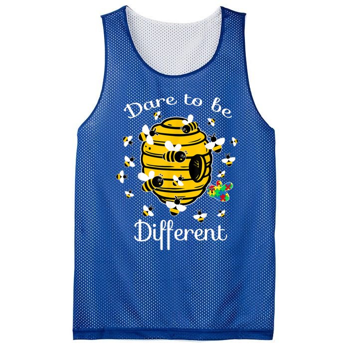 Dare To Be Different Bee Puzzle Cool Autism Awareness Gift Mesh Reversible Basketball Jersey Tank