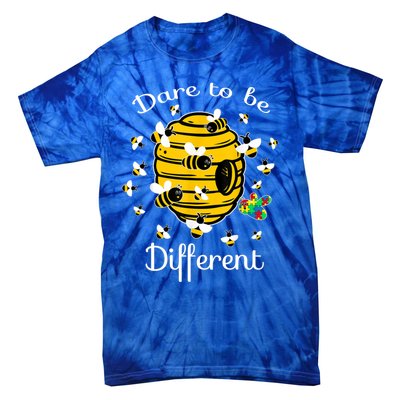 Dare To Be Different Bee Puzzle Cool Autism Awareness Gift Tie-Dye T-Shirt